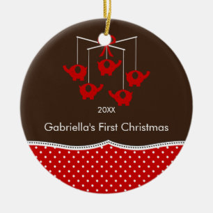 En Céramique Ornement de premier Noël de bébé éléphant mobile