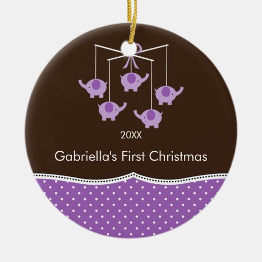 En Céramique Ornement de premier Noël de bébé éléphant mobile (Devant)