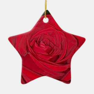 En Céramique Ornement de rose rouge