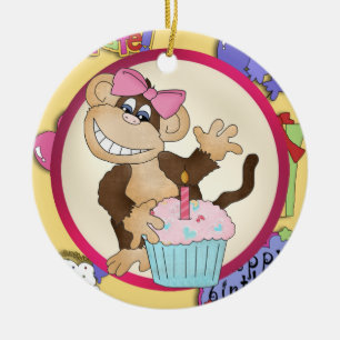En Céramique Ornement de singe d'anniversaire