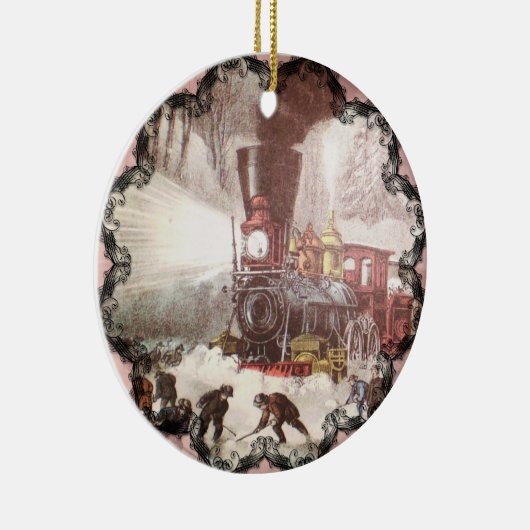 En Céramique Ornement de train à enneigement (Droite)