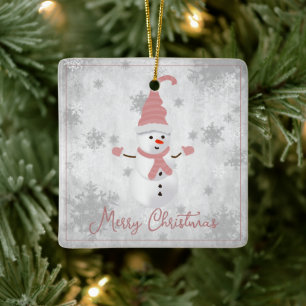 En Céramique Ornement de vacances Pink Cute Snowman