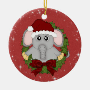 En Céramique Ornement d'éléphant de Noël