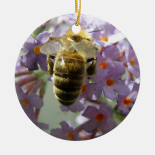 En Céramique Ornement des fleurs d'abeilles et de bouddleia