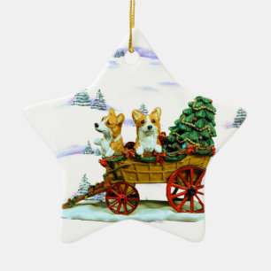 En Céramique Ornement d'étoile de corgi de Gallois de Pembroke