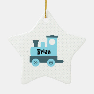 En Céramique Ornement d'étoile de train de jouet de bébé bleu