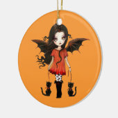 En Céramique Ornement d'Halloween petit vampire avec chats (Gauche)