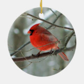 En Céramique Ornement d'hiver du cardinal rouge (Dos)