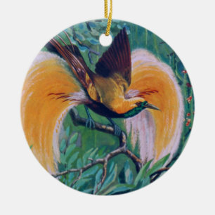 En Céramique Ornement d'oiseaux paradisiaques
