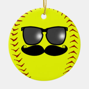 En Céramique Ornement du base-ball de Fastpitch de moustache