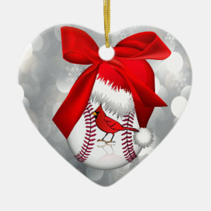 En Céramique Ornement du cardinal de baseball Santa Hat