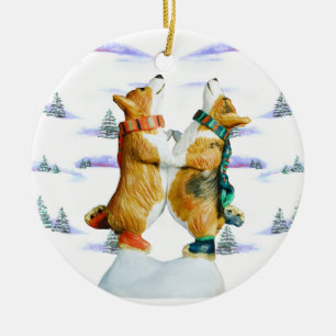 En Céramique Ornement du cercle de corgi gallois de Pembroke