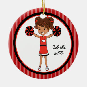 En Céramique Ornement d'une chevelure Brown mignon de Noël de