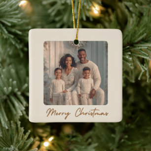 En Céramique Ornement élégant de Noël avec photo de famille Joy