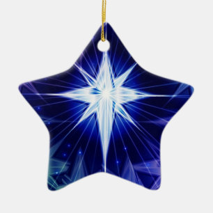 En Céramique Ornement étoile de Noël bleu