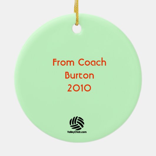 En Céramique Ornement fait sur commande de boule de VolleyChick (Dos)