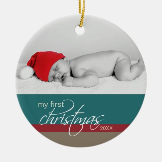 En Céramique Ornement fait sur commande de ęr Noël du bébé (Devant)