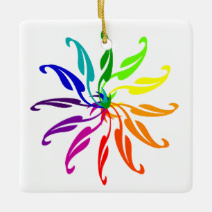 En Céramique Ornement - Feuilles de roulette couleur