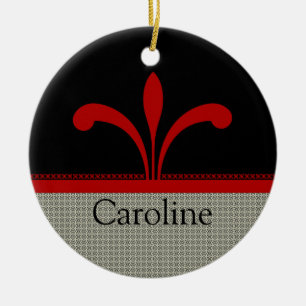 En Céramique Ornement floral chic, rouge foncé