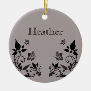 En Céramique Ornement floral de papillon d'ébène