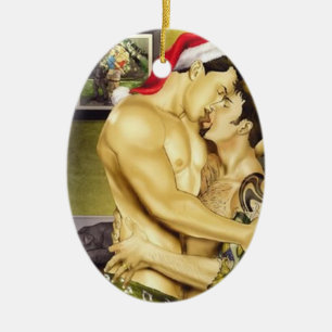 En Céramique Ornement gai de baiser de Père Noël