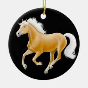 En Céramique Ornement galopant de cheval de Haflinger
