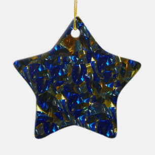 En Céramique Ornement Golden Blue Star
