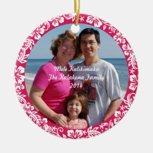 En Céramique Ornement hawaïen rose de photo de Noël de ketmie