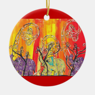 En Céramique Ornement heureux de défilé d'éléphant