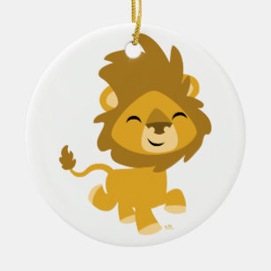 En Céramique Ornement heureux mignon de lion de bande dessinée
