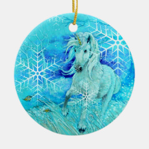 En Céramique Ornement - licorne d'hiver de vacances