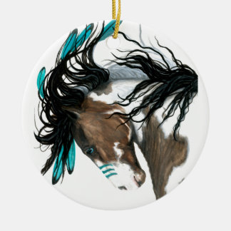En Céramique Ornement majestueux de Noël de cheval par Bihrle