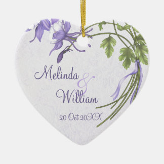 En Céramique Ornement Mariage de Columbine Bouquet