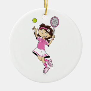 En Céramique Ornement mignon de fille de tennis