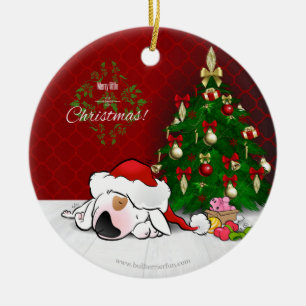 En Céramique Ornement mignon de Noël de bull-terrier de bande
