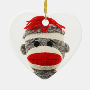 EN CÉRAMIQUE ORNEMENT MIGNON DE SINGE DE CHAUSSETTE