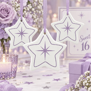 En Céramique Ornement minimaliste étoile et bordure violette su