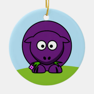 En Céramique Ornement Mouton Violet