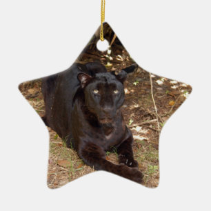 En Céramique Ornement noir de Noël de léopard