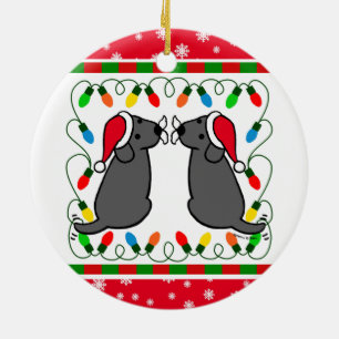 En Céramique Ornement noir jumel de Labradors Père Noël de No