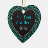 En Céramique Ornement noir turquoise de forme de coeur (Gauche)