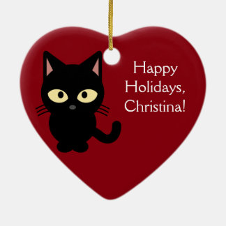 En Céramique Ornement nommé fait sur commande de chaton de Noël
