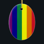 En Céramique Ornement ovale arc-en-ciel<br><div class="desc">Bandes verticales dans les couleurs de l'arc-en-ciel.</div>