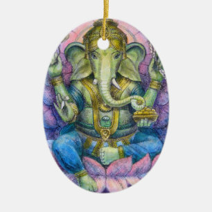 En Céramique Ornement ovale de Noël de Lotus Ganesha