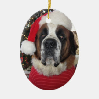 En Céramique Ornement ovale de Noël de Père Noël St Bernard