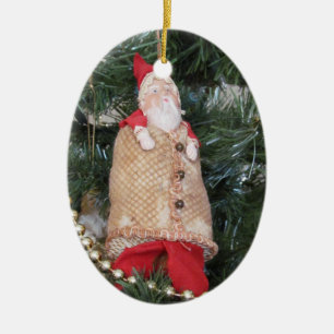 En Céramique Ornement - (ovl) - Père Noël antique dans l'arbr