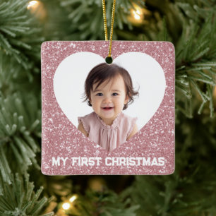 En Céramique Ornement Pailleté de Noël pour la Première Photo d