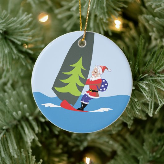 En Céramique Ornement Père Noël Windsurf (Arbre)