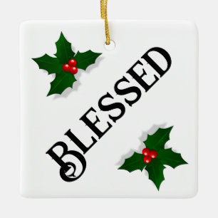 En Céramique Ornement photo béni avec Mistletoe HAMbyWG