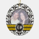 En Céramique Ornement photo mariage damassé noir et blanc (Gauche)